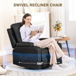 COMHOMA Swivel Rocker Recliner with Massage & Heat