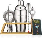 Modern Mixology Bartender Kit with Bamboo Stand