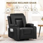 COMHOMA Swivel Rocker Recliner with Massage & Heat