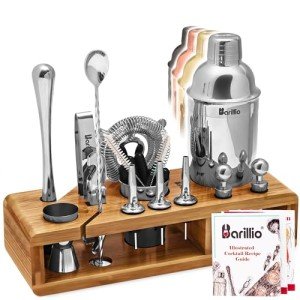 23-Piece Stainless Steel Bartender Kit with Stand