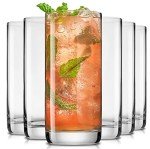 JoyJolt 13oz Crystal Highball Glass Set, 6pc