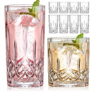 8-Piece Crystal Drinkware Set for Cocktails & Whiskey