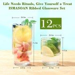 Ribbed Glassware Set - 12 Stackable Cups