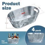 4 Pack Metal Galvanized Ice Buckets for Parties