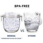 3L Insulated Stainless Steel Ice Bucket with Lid, Scoop, Tongs & Strainer - Keeps Ice Frozen for Cocktails & Parties