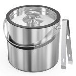 3.2 Liter Ice Bucket with Silicone Lid, Strainer, Tongs, Double Wall Insulated Stainless Steel Ice Bucket Wine Bucket for Cocktail Bar and Parties