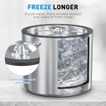 3.2 Liter Ice Bucket with Silicone Lid, Strainer, Tongs, Double Wall Insulated Stainless Steel Ice Bucket Wine Bucket for Cocktail Bar and Parties