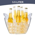 asika Ice Bucket Wine Bucket, Clear Acrylic 3.5 Liter Plastic Tub for Drinks and Parties, Food Grade, Perfect for Wine, Champagne or Beer Bottles