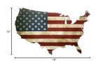 Tegik American Flag Wall Decor, USA Outline Metal Wall Art, Patriotic Metal Signs for Man Cave Room Garage, 16 x10 Inches