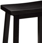 Black Solid Wood Saddle-Seat Counter Stools - Set of 2
