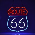 Historic Route 66 Neon Sign Beer Bar Home Art Man Cave Neon Light Handmade with Dimmable Switch LED Neon Lights Signs for Bedroom Home Office Hotel Pub Cafe Recreation Room Wall Artwork Decor