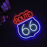 Historic Route 66 Neon Sign Beer Bar Home Art Man Cave Neon Light Handmade with Dimmable Switch LED Neon Lights Signs for Bedroom Home Office Hotel Pub Cafe Recreation Room Wall Artwork Decor