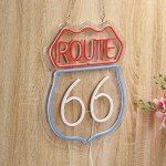 Historic Route 66 Neon Sign Beer Bar Home Art Man Cave Neon Light Handmade with Dimmable Switch LED Neon Lights Signs for Bedroom Home Office Hotel Pub Cafe Recreation Room Wall Artwork Decor