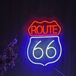 Historic Route 66 Neon Sign Beer Bar Home Art Man Cave Neon Light Handmade with Dimmable Switch LED Neon Lights Signs for Bedroom Home Office Hotel Pub Cafe Recreation Room Wall Artwork Decor