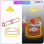 Artlast Cigarettes and Alcohol Neon Sign Cigar Neon Light Alcohol Drinks LED Sign Smoke and Wine Sign for Home Bar Man Cave Bedroom Decor