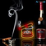 Artlast Cigarettes and Alcohol Neon Sign Cigar Neon Light Alcohol Drinks LED Sign Smoke and Wine Sign for Home Bar Man Cave Bedroom Decor