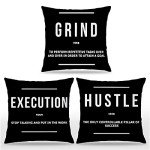 Udinaz Inspirational Quote Grind Hustle Execution Quote Success Entrepreneur 18 x 18 Inches Throw Pillow Covers Set of 3,Bedroom Living Room Home Office Workplace Decor,Coworkers Gifts
