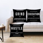 Udinaz Inspirational Quote Grind Hustle Execution Quote Success Entrepreneur 18 x 18 Inches Throw Pillow Covers Set of 3,Bedroom Living Room Home Office Workplace Decor,Coworkers Gifts