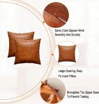 GEGELICA Faux Leather Throw Pillow Covers 18X18 Inch Set of 2 Brown Outdoor Modern Farmhouse Solid Decorative Pillow Covers for Room Couch Living Bedroom Bed Sofa