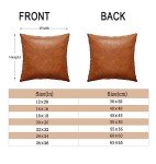 GEGELICA Faux Leather Throw Pillow Covers 18X18 Inch Set of 2 Brown Outdoor Modern Farmhouse Solid Decorative Pillow Covers for Room Couch Living Bedroom Bed Sofa