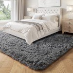 PAGISOFE Grey Fluffy Rugs for Bedroom 4x6 Area Rug Shag Rug for Kids Room Furry Carpet Modern Living Room Rug Soft Shaggy Boys Rug Fuzzy Throw Rugs for Home Decor Aesthetic, Dorm Nursery Gray