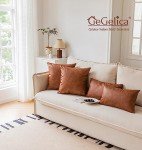 GEGELICA Faux Leather Throw Pillow Covers 18X18 Inch Set of 2 Brown Outdoor Modern Farmhouse Solid Decorative Pillow Covers for Room Couch Living Bedroom Bed Sofa