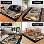 DVKKHD Money Area Rug 4x6 Burning 100 Dollar Bill Living Room Rugs Non Skid Modern Carpet for Bedroom Cash Art Cool Rugs for Room Decorations Office Entryway Dining Room Washable Carpet 47”x71”