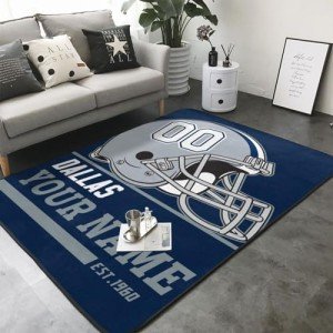 DFVHBC Dallas Custom Football Rug Add Any Name Number Personalized Welcome Decorative, Men Movement Rug