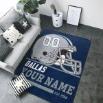 DFVHBC Dallas Custom Football Rug Add Any Name Number Personalized Welcome Decorative, Men Movement Rug