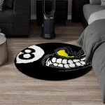 HYPEECE Angry 8 Ball Rug, 24" Cool Rugs 8 Ball Hypebeast Rug, Black Round Rug for Bedroom, Flocking Soft Aesthetic Rug for Living Room Decor, Y2k Rug, Hypebeast Room Decor (24"x24")
