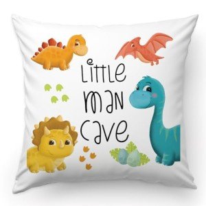 Dinosaur Throw Pillow Covers, Dinosaur Lover Gift,Little man cave in Dinosaur, Christmas Decorative Throw Pillow Cover, Soft Plush Flannel Fluffy Couch Pillow Covers for Sofa Living Room Home Decor