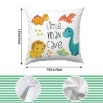 Dinosaur Throw Pillow Covers, Dinosaur Lover Gift,Little man cave in Dinosaur, Christmas Decorative Throw Pillow Cover, Soft Plush Flannel Fluffy Couch Pillow Covers for Sofa Living Room Home Decor