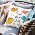 Dinosaur Throw Pillow Covers, Dinosaur Lover Gift,Little man cave in Dinosaur, Christmas Decorative Throw Pillow Cover, Soft Plush Flannel Fluffy Couch Pillow Covers for Sofa Living Room Home Decor
