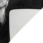 9CH Art Lion Area Rug Head Black Area Rugs Mat for Living Room Bedroom Non Slip Black Floor Rugs Carpet Home Indoor Decoration 7' X 5'