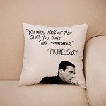 FBCOO Farmhouse Quote Decorative Throw Pillow Cover, Wayne Gretzky Funny Michael Scott Cushion Case Decor Sign, Seasonal Home Square Pillowcase Sofa Couch Decoration 18x18 for The Office TV Show Lover