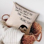 FBCOO Farmhouse Quote Decorative Throw Pillow Cover, Wayne Gretzky Funny Michael Scott Cushion Case Decor Sign, Seasonal Home Square Pillowcase Sofa Couch Decoration 18x18 for The Office TV Show Lover