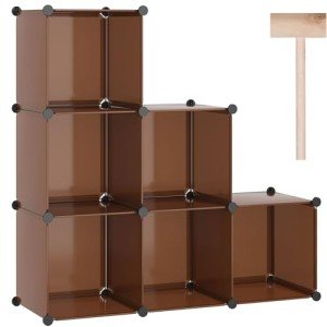 C&AHOME Cube Storage Organizer, 6-Cube Shelves Units, Closet Cabinet, DIY Plastic Modular Book Shelf, Ideal for Bedroom, Living Room, Office, 36.6" L x 12.4" W x 36.6" H Cocoa UPCS06C