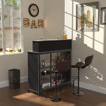 GDLF Home Bar Unit Mini Bar Liquor Bar Table with Storage and Footrest for Home Kitchen Pub (Grey)