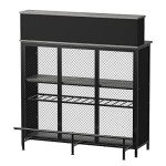 GDLF Home Bar Unit Mini Bar Liquor Bar Table with Storage and Footrest for Home Kitchen Pub (Grey)
