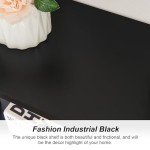 HOMBAZAAR Industrial Bookshelf, 6-Tier Industrial Pipe Bookshelf, Wall Mounted Ladder Shelf with Metal Frame for Home Office, Living Room, Black