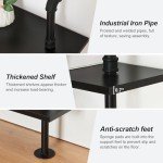 HOMBAZAAR Industrial Bookshelf, 6-Tier Industrial Pipe Bookshelf, Wall Mounted Ladder Shelf with Metal Frame for Home Office, Living Room, Black