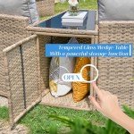 LUXOAK Patio Furniture Sets, 11 Piece Half-Moon Sectional Round Sofa Set, Outdoor Patio Furniture with Cushions & Wedge Table for Beach, Pool, Balcony, Beige