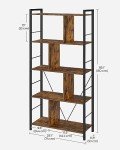 VASAGLE Bookshelf, 5-Tier Bookcase, Storage Shelving Unit, Display Shelf with Open Compartments for Living Room, Home Office, Bedroom, Industrial, Rustic Brown and Black ULBC121B01