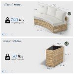 LUXOAK Patio Furniture Sets, 11 Piece Half-Moon Sectional Round Sofa Set, Outdoor Patio Furniture with Cushions & Wedge Table for Beach, Pool, Balcony, Beige