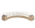 LUXOAK Patio Furniture Sets, 11 Piece Half-Moon Sectional Round Sofa Set, Outdoor Patio Furniture with Cushions & Wedge Table for Beach, Pool, Balcony, Beige