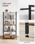 VASAGLE Bookshelf, 5-Tier Bookcase, Storage Shelving Unit, Display Shelf with Open Compartments for Living Room, Home Office, Bedroom, Industrial, Rustic Brown and Black ULBC121B01