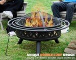 fissfire 35 Inch Fire Pit, Outdoor Wood Burning Fire Pit Crossweave with Spark Screen Fire Poker with 2 Loops, for Backyard Patio Garden Bonfire, Black