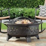 Four Seasons Courtyard Outdoor Fire Pit with Spark Screen and Safety Ring, 35"