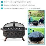 Sunnydaze Black Crossweave Steel Wood-Burning Outdoor Fire Pit - Includes Spark Screen, Poker and Cover - 36-Inch Round