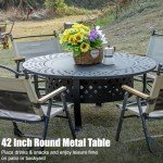 Panovue 42 Inch Fire Pit with 2 BBQ Grills, Wood Burning Fire Pits for Outside with Lid & Fire Poker, BBQ& Outdoor Firepit & Round Metal Table 3 in 1 for Patio, Picnic, Party